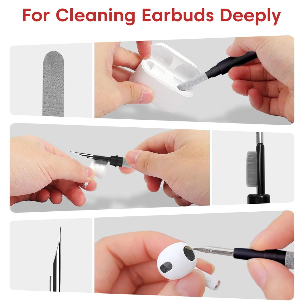 Sounce Cleaning Soft Brush Keyboard Cleaner 5-in-1 Multi-Function Computer Cleaning Tools Kit Corner Gap Duster Keycap Puller for Bluetooth Earphones Lego Laptop AirPods Pro Camera Lens (Black)