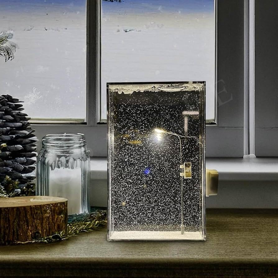 DIY Snowfall Lamp with Street Light Snow lamp– Handmade Snow Scenery Night Light for Christmas Decor, Birthday Gifts, and Family Fun