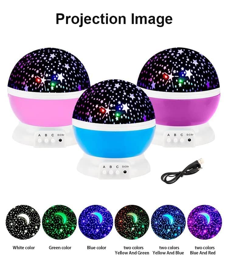 Star MAKER Projector Night Light – Romantic LED Sky Projector Lamp with USB Cable – Colorful Rotating Galaxy Light for Bedroom, Kids, and Home Décor (Assorted Color)