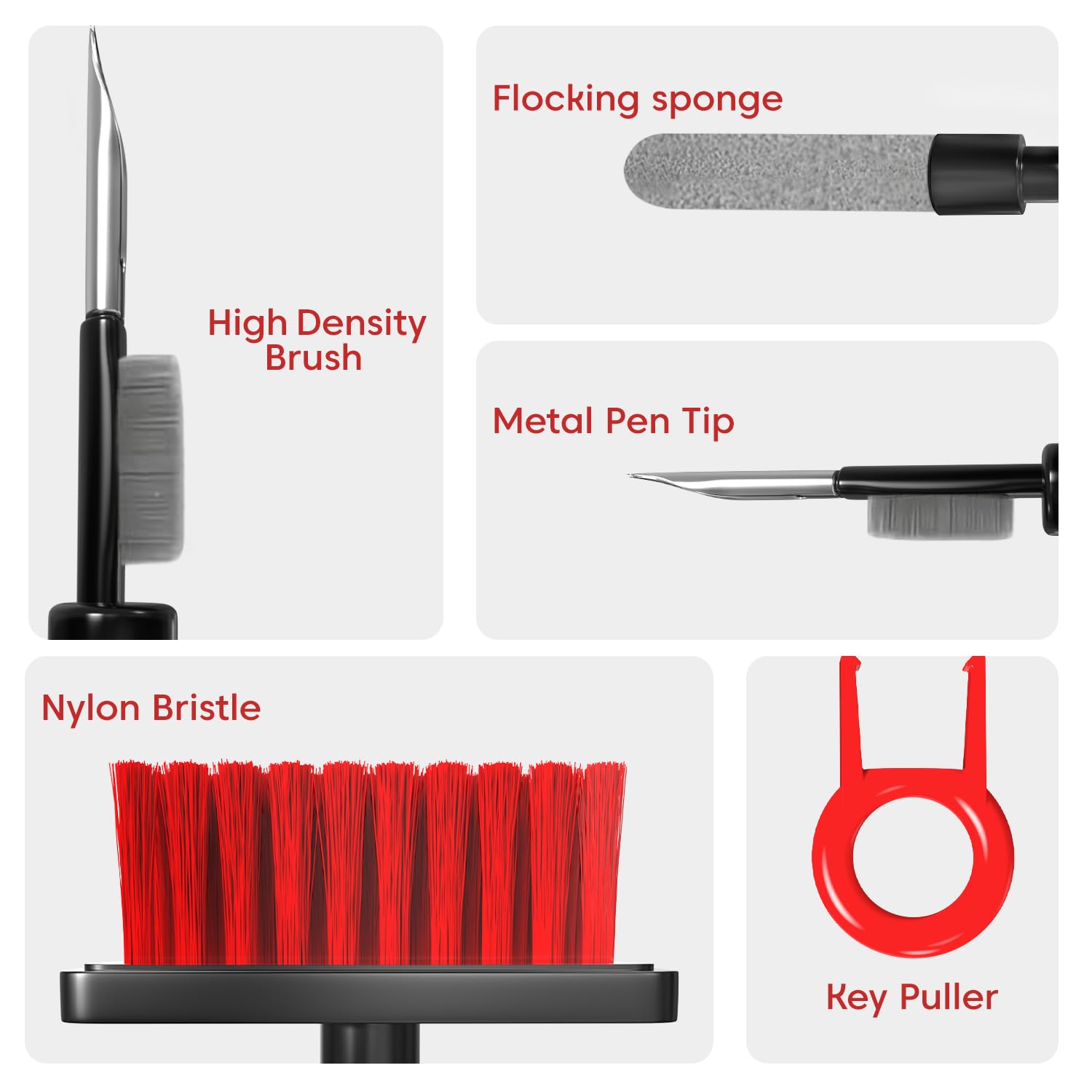 Sounce Cleaning Soft Brush Keyboard Cleaner 5-in-1 Multi-Function Computer Cleaning Tools Kit Corner Gap Duster Keycap Puller for Bluetooth Earphones Lego Laptop AirPods Pro Camera Lens (Black)