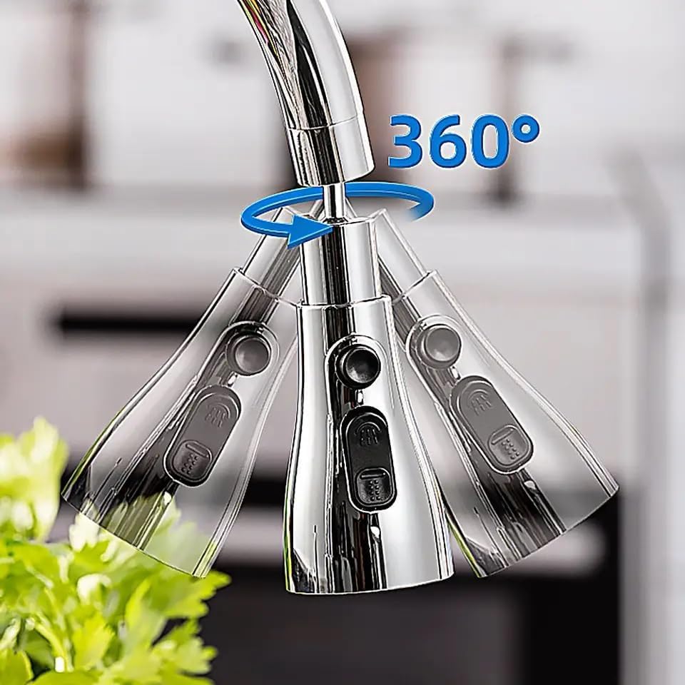 Tap Extender for Kitchen Sink – 360° Flexible Faucet Extension Attachment | 3-Mode Water-Saving Kitchen Tap Aerator Shower | Sink Tap Extension for Basin & Wash Area – Fits 22mm & 24mm Taps