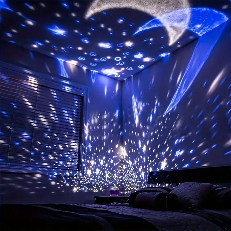 Star MAKER Projector Night Light – Romantic LED Sky Projector Lamp with USB Cable – Colorful Rotating Galaxy Light for Bedroom, Kids, and Home Décor (Assorted Color)