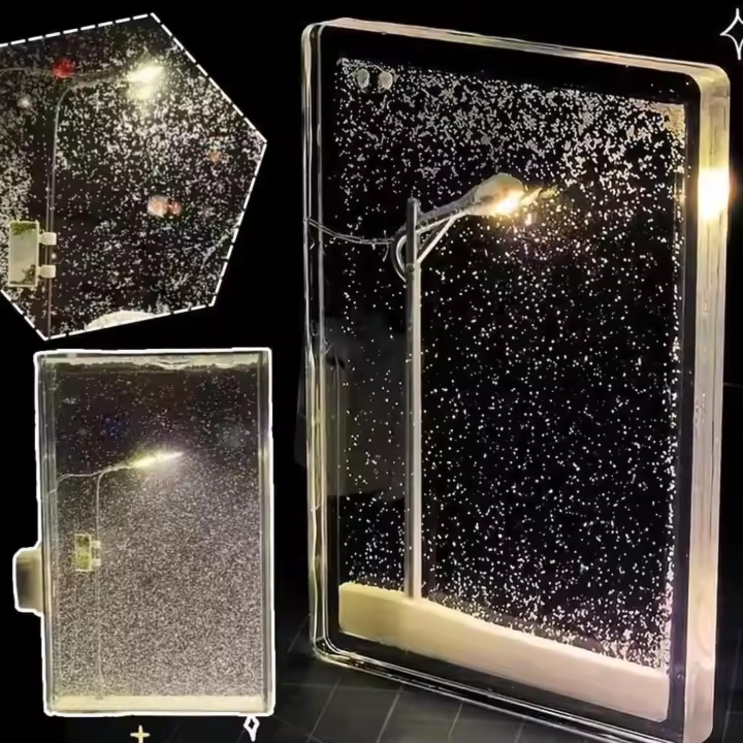 DIY Snowfall Lamp with Street Light Snow lamp– Handmade Snow Scenery Night Light for Christmas Decor, Birthday Gifts, and Family Fun