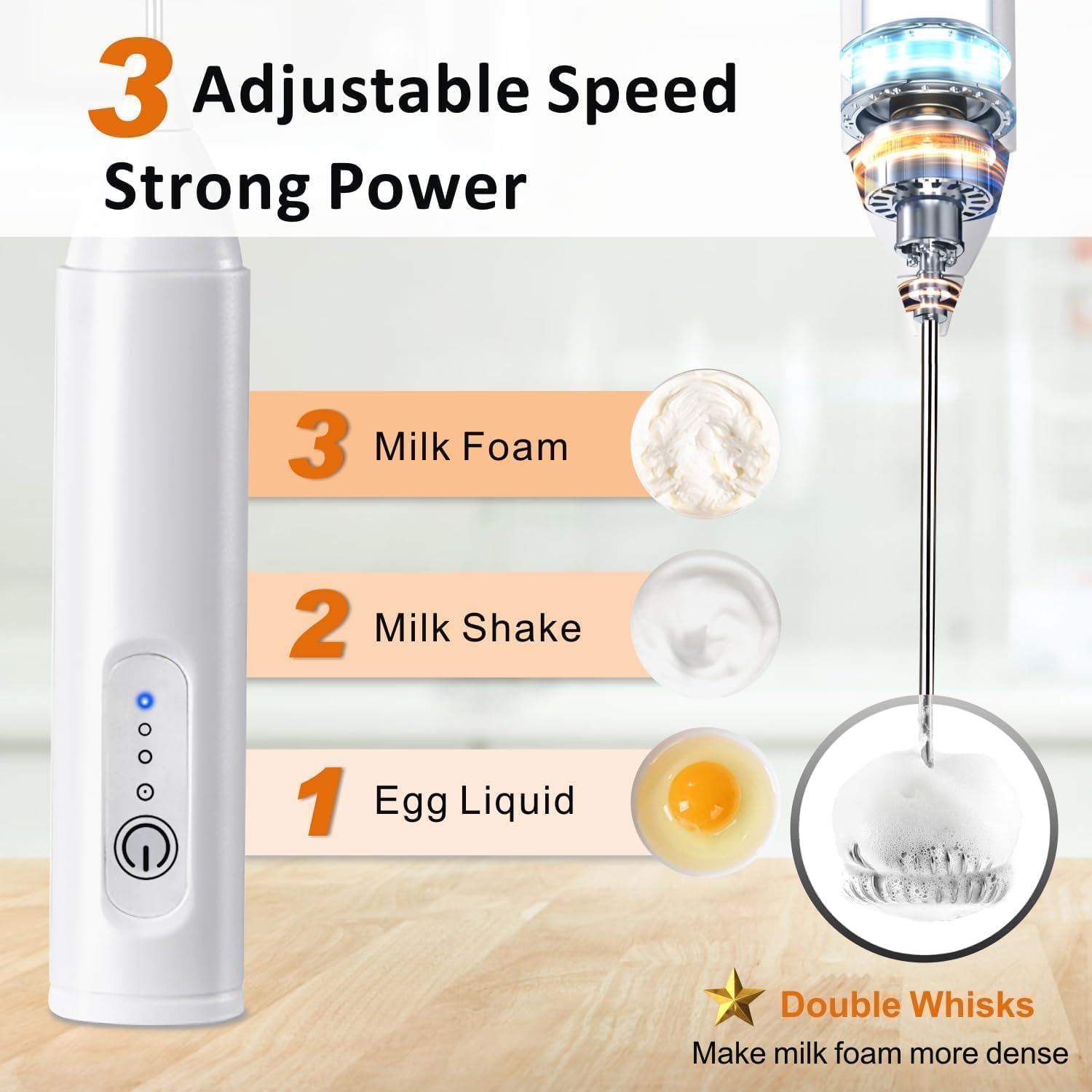 Milk Frother & Coffee Whisker with Dual Spring Tech |Coffee Frother Electric Blender Mixer |Hand Blender |Coffee Maker and Beater