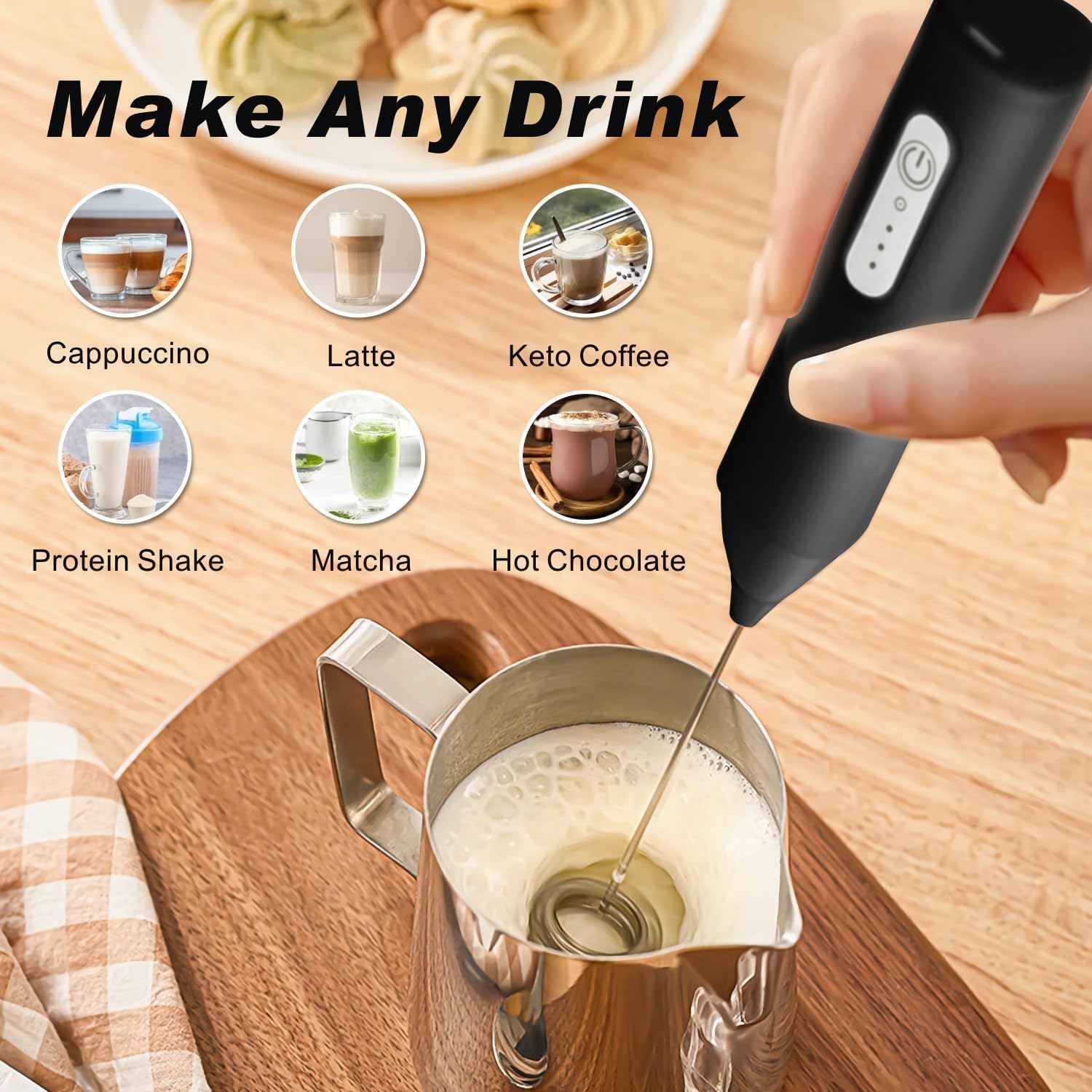 Milk Frother & Coffee Whisker with Dual Spring Tech |Coffee Frother Electric Blender Mixer |Hand Blender |Coffee Maker and Beater