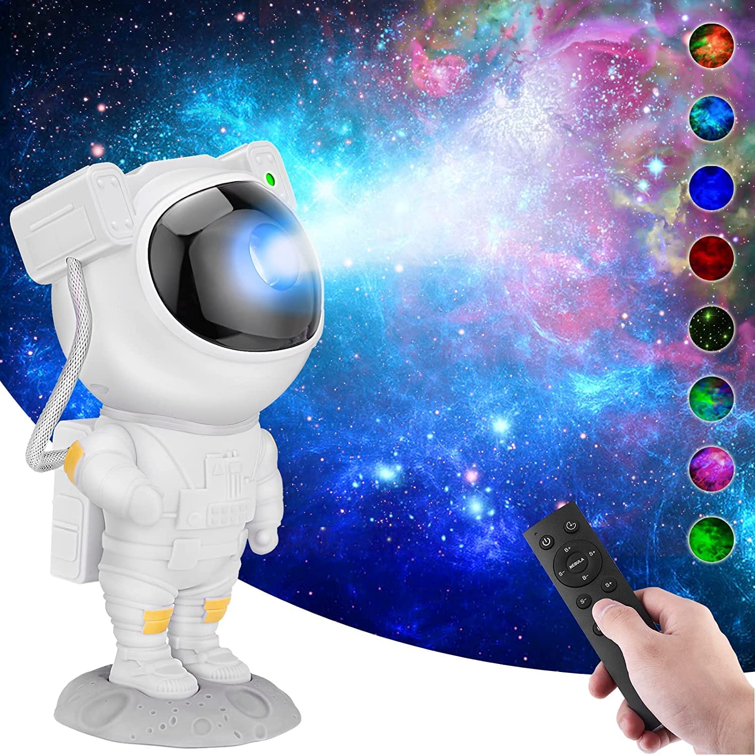 Astronaut Galaxy Projector Night Light – 360° Rotating Nebula Star Projector with Remote Control, Timer & Adjustable Head – Space Lamp for Kids’ Bedroom, Gifts, Gaming Room, Home & Décor