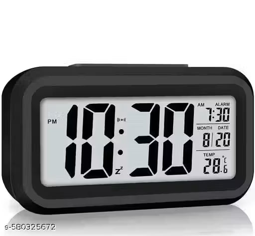 Digital Alarm Clock with Automatic Sensor, Date and Temperature Display, Compact Desk Table Clock for Students, Home, Office, Bedroom, Living Room,Home Decor, Corporate Use (Black Digital)