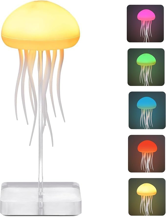 Jellyfish Lamp 7-Colour Changing Nursery Night Light with Rotating Mode for Kids, Baby Room Decor, Aesthetic Gifts for Girls, Boys,Friends & Ocean Lovers Night Lamp