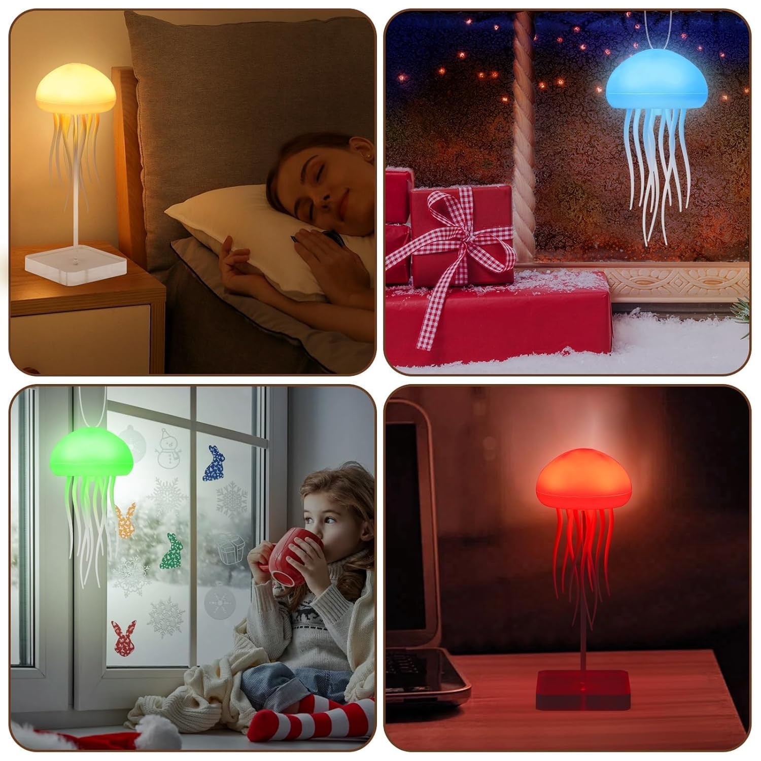 Jellyfish Lamp 7-Colour Changing Nursery Night Light with Rotating Mode for Kids, Baby Room Decor, Aesthetic Gifts for Girls, Boys,Friends & Ocean Lovers Night Lamp